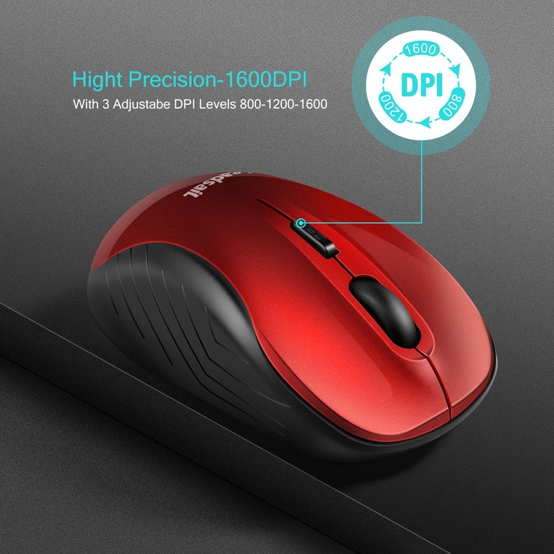 LeadsaiL Wireless Mouse, 2.4Ghz USB Cordless Mouse for Laptop, Compact Silent Mice, 4 Buttons, 3 Adjustable DPI, Ergonomic Optical Mouse for MacOS and Windows Coumpter, Notebook - Image 4